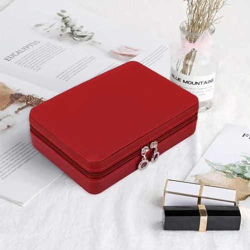 Vista 6 de DesignSter Joyero pequeño Estuche de joyería de viaje de piel sintética, organizador de joyas para collar, aretes, anillos, regalos para niñas