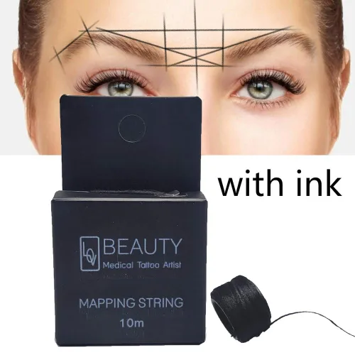 Vista 2 de Cuerda de mapeo de cejas preentintada para microblading marcador de cejas hilo tatuaje PMU microblading cuerda herramienta de medición para marcar