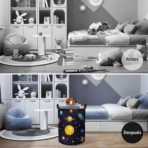 Vista 2 de Clastyle Space Planets - Cesta de almacenamiento plegable para niños, 45L
