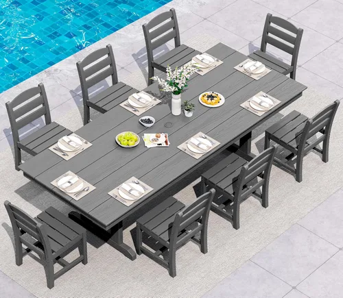 Vista 37 de SERWALL Outdoor 84" HDPE Rectangular Dining Table for 6-8,All-Weather,Aruba