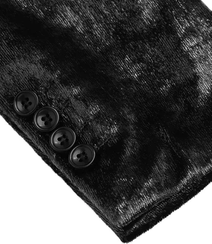 Vista 5 de COOFANDY Chaqueta de terciopelo brillante para hombre, chaqueta de esmoquin con lentejuelas para graduación, cena, fiesta, boda, Oro