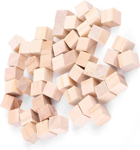 Vista 3 de Karlak Square Wood Cubes, Smooth Natural Craft Blocks (25mm (10 Pieces))