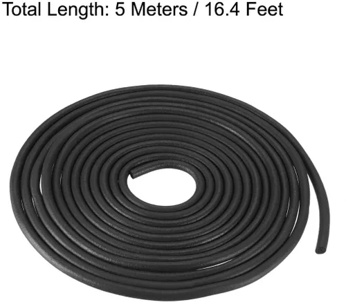 Vista 2 de uxcell Tira de goma de espuma de sellado de 0.118 in de diámetro 16.4 ft de largo, color negro