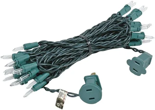 Vista 6 de Novelty Lights Mini cadena de luces corta vintage de 5 pies, 35 bombillas, bombillas transparentes en cable verde, luces de hadas de 4 pulgadas