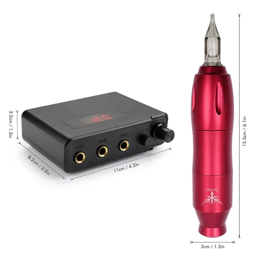 Vista 4 de TATELF Kit de bolígrafo rotativo para tatuaje, juego completo profesional de inicio de máquina con 40 agujas de cartucho, fuente de alimentación