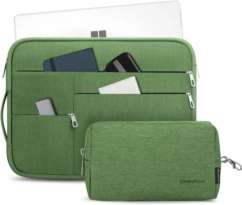 Vista 9 de Omnpak - Funda para laptop de 13 pulgadas para MacBook Air/Pro M5-M1/MacBook Neo con bolsillos y asa lateral, funda protectora resistente al agua