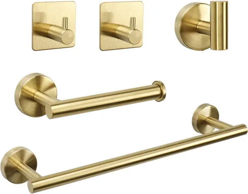 Vista 13 de TocTen Juego de 4 piezas de accesorios de baño, juego de barra de toalla de mano de acero inoxidable grueso, incluye soporte para toallas de baño
