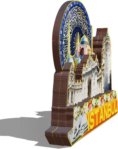 Vista 2 de Imán de madera de pavo de Estambul, imanes 3D para nevera, recuerdos coleccionables de viaje, decoraciones hechas a mano, 2