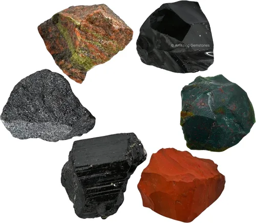 Vista 36 de Amazing Gemstone Cristales para manifestación de ansiedad, juego de 6 cristales curativos de amatista, sodalita, labradorita, angelita, granate
