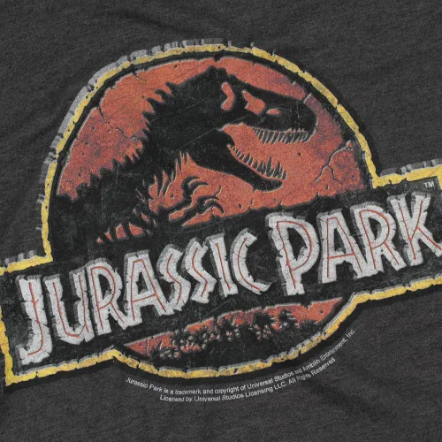 Vista 2 de Jurassic Park Stone Logo Camiseta para adulto, colección Charcoal