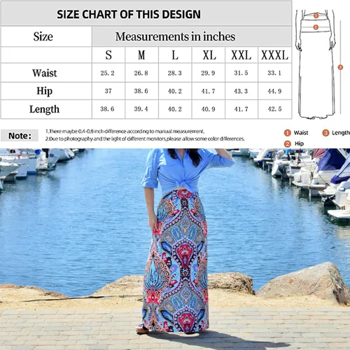 Vista 6 de Yinggeli - Falda larga de estampado bohemio para mujer