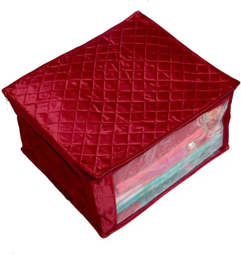 Vista 2 de atorakushon Bolsa plegable de tela de satén para ropa, bolsa de tela de satén, organizador de armario con cierre de cremallera transparente