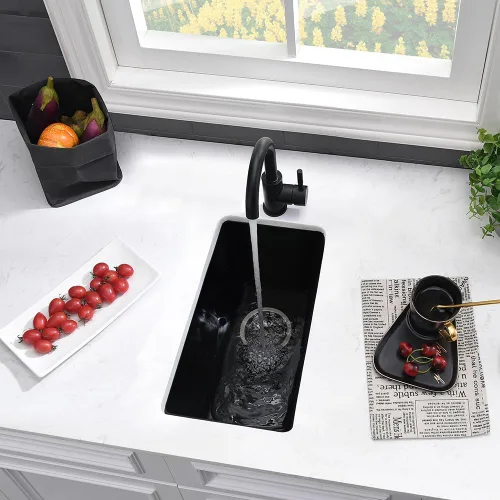 Vista 2 de Fregadero de barra negro Undermount-VASOYO - Fregadero de cocina pequeño de 10 x 18 pulgadas, fregaderos de cocina para exteriores, para caravana