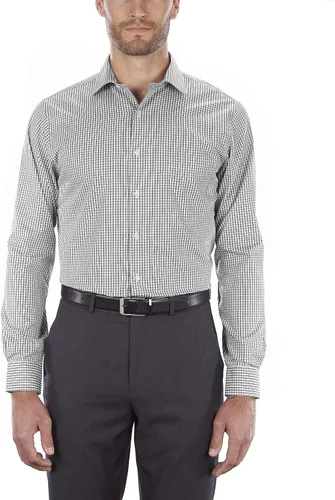 Vista 13 de Van Heusen Camisa de vestir para hombre, ajuste regular, cuello flexible, a cuadros Azul