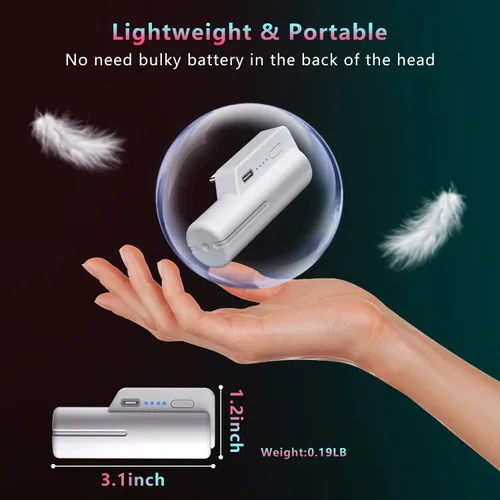 Vista 31 de Saqico Battery Pack for Oculus Quest 2/3/3S, 5000mAh Extended Power with Multi-Colors RGB Lights, Lightweight and Portable VR Extend Power