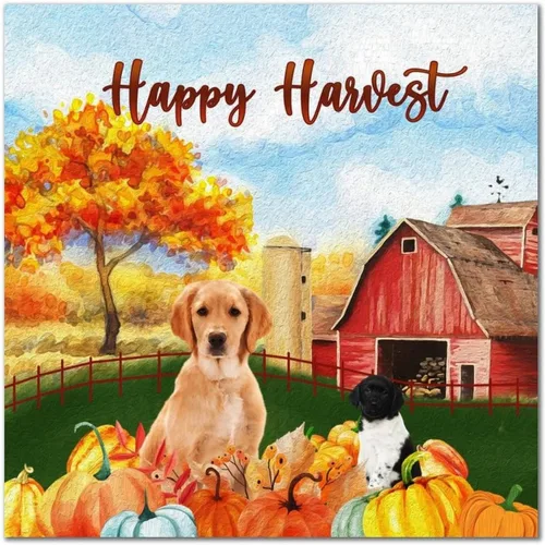 Vista 15 de Happy Harvest Frenchton Dog Barn Wood Sign Retro Fall Sweet Fall Wall Plaque Pumpkin Patch Wood Panels Home Wall Decoration for Home Kitchen Living