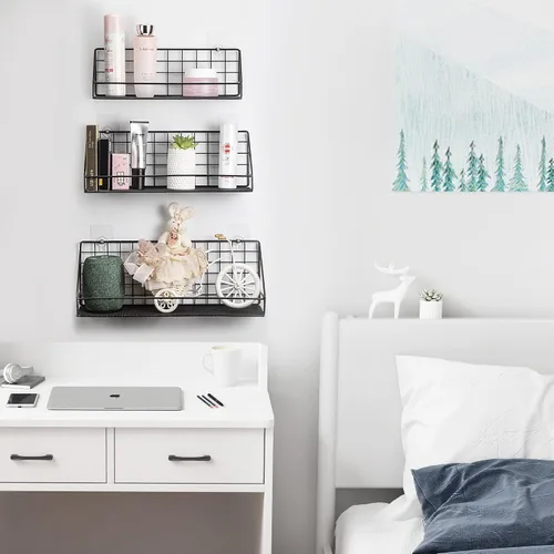 Vista 6 de ROFAY Juego de 3 estantes flotantes, estantes de almacenamiento montados en la pared para dormitorio, sala de estar, baño, cocina, oficina y más