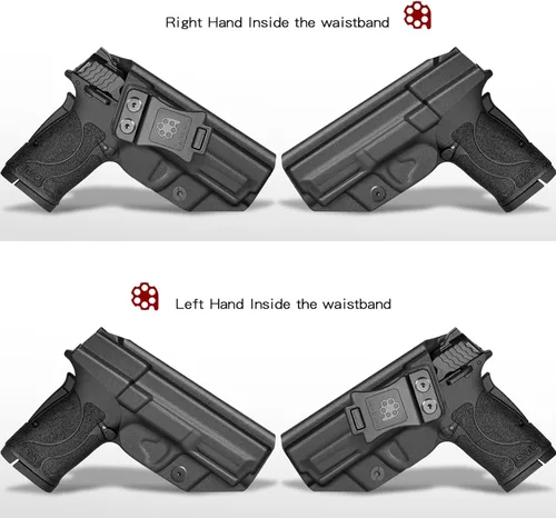 Vista 2 de Amberide IWB Kydex Holster for Smith & Wesson M&P 380 Shield EZ, Concealed Carry, No Optic/No Laser, Adjustable Cant, Posi-Click Retention, Made in