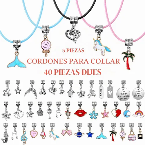 Vista 3 de Mckanti Kit de fabricación de joyas de estilo mixto de 150 piezas, conjunto de manualidades de pulsera con dijes y collar de bricolaje con cuentas