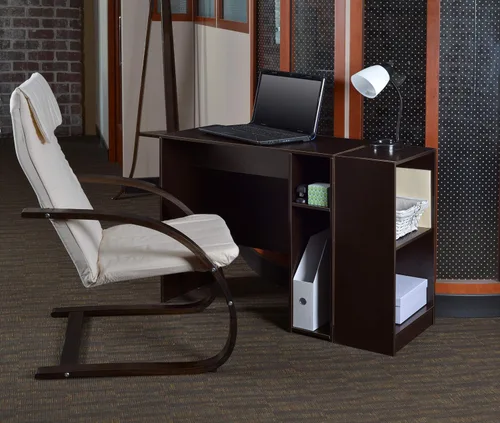 Vista 7 de Silla reclinable de madera curvada Niche Mia, de nogal moka/beige, Madera Metal