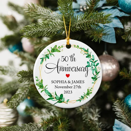 Vista 4 de Adorno de 50 aniversario de boda, adornos personalizados de feliz aniversario, regalo para mamá, papá, abuelos, 50 años como Mr & Mrs 2026, adorno