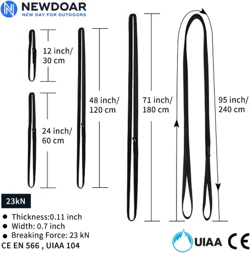 Vista 3 de NewDoar 16mm Cuerda de Escalada Certificada UIAA CE, 23KN Certificada EN566, Cordón Utilitario para Escalada en Roca, Creación de Sistemas