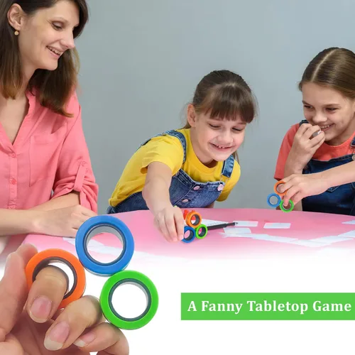 Vista 2 de Dermasy Juego de 3 piezas de anillos magnéticos para aliviar el estrés y la ansiedad, gran regalo para adolescentes, niños y adultos con TOC, TDAH