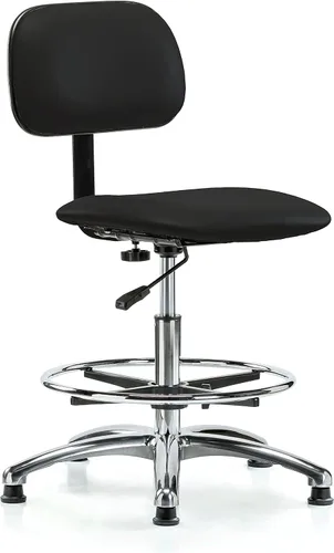 Vista 44 de Perch - Silla de laboratorio cromada con respaldo ajustable, altura del escritorio de 17 a 22 pulgadas, tela negra