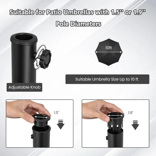 Vista 3 de Giantex Base de paraguas con ruedas, soporte de paraguas resistente de 52 libras con 4 ruedas bloqueables y 2 asas para postes de 1.5 a 1.9