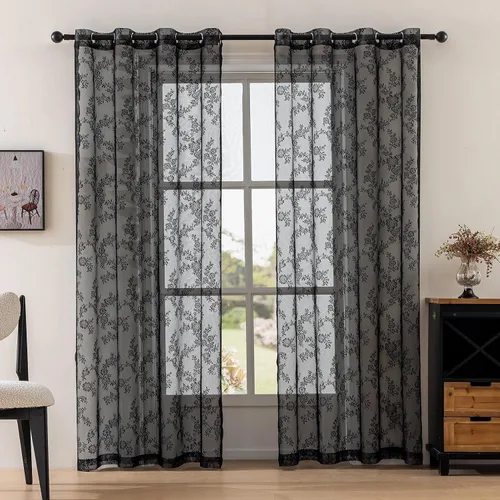 Vista 28 de Anytime Paneles de Cortinas Transparentes Arcoíris para Sala de Estar Elegantes Juegos de Tratamiento de Ventanas Translúcidas Filtrantes de Luz