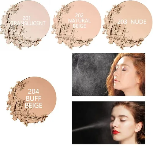 Vista 6 de Paquete de 2 polvos faciales mate PHOERA, controla aceite, ilumina el color de la piel, cubre imperfecciones, maquillaje, polvo fijador facial base