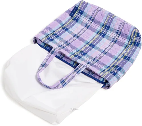 Vista 4 de Vera Bradley Lonchera de algodón para mujer, diseño a cuadros de amatista, algodón reciclado, talla única