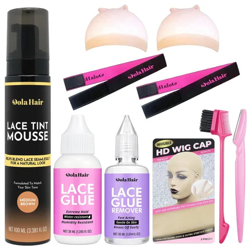Vista 8 de Dolahair Spray de tinte de encaje para fusión de pelucas, espuma en aerosol de espuma para derretir el cabello para peluca de encaje frontal con 2