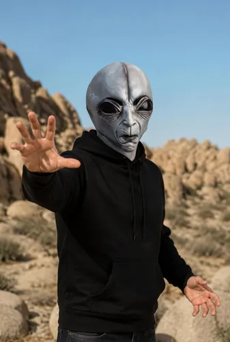 Vista 7 de Máscara de alienígena, disfraz de cabeza completa para Halloween