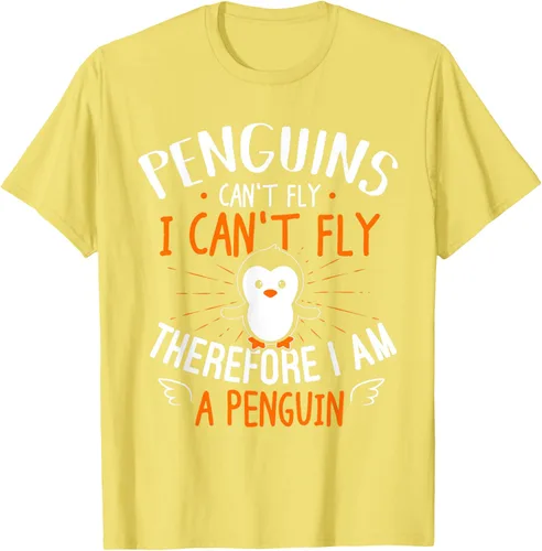 Vista 45 de Penguins Can't Fly Shirt - Camiseta de regalo para amantes de los pingüinos, Azul Azul Marino