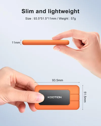 Vista 4 de KOOTION SSD portátil de 1 TB USB-C hasta 2000 MB/s USB 3.2 SSD externo USB 3.2 Gen 2x2 Unidad de estado sólido portátil con funda protectora a