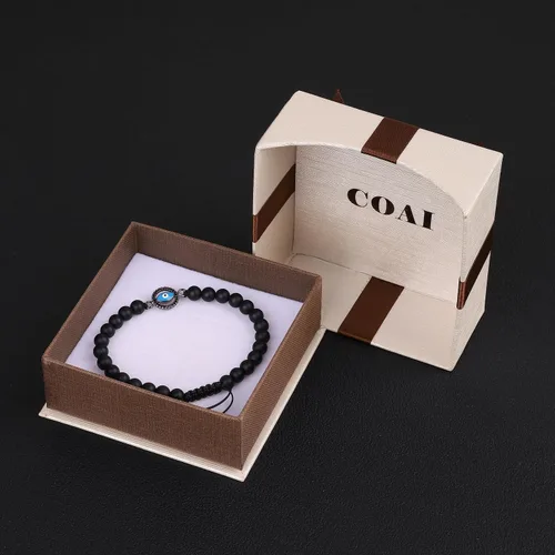 Vista 7 de COAI Pulsera de mal de ojo con cuentas de piedra