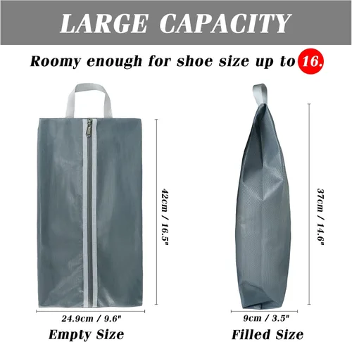 Vista 3 de Moyad Bolsa de zapatos de viaje para hombres y mujeres, paquete de 2 bolsas grandes XXL con cremallera, organizador de zapatos, bolsa