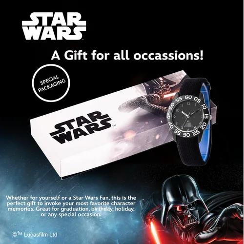 Vista 6 de STAR WARS Reloj de pulsera de nailon analógico de cuarzo para niños