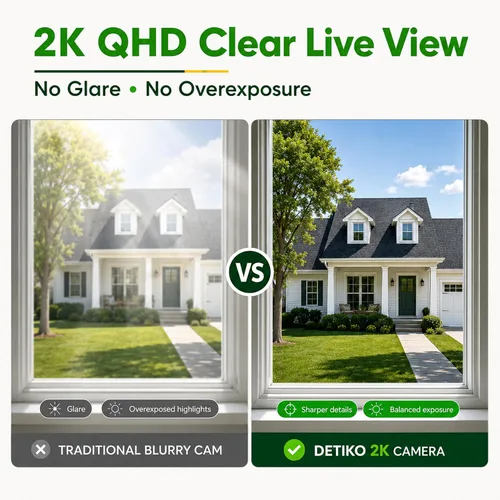 Vista 6 de Cámara de ventana 2K, cámara de seguridad WiFi de 5 GHz y 2.4 GHz para el hogar, visión amplia de 120°, visión nocturna a todo color, detección
