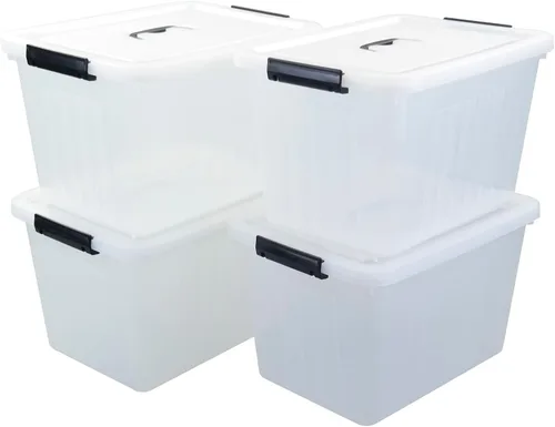 Vista 8 de Readsky Contenedor de plástico de 18 cuartos de galón con tapas y asa, bolsa de almacenamiento de plástico transparente, 4 paquetes