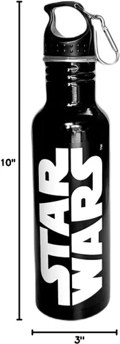Vista 3 de 7STAR Galactic Battle - Botella de agua de aluminio con estampado multicolor, cuello ancho, color negro
