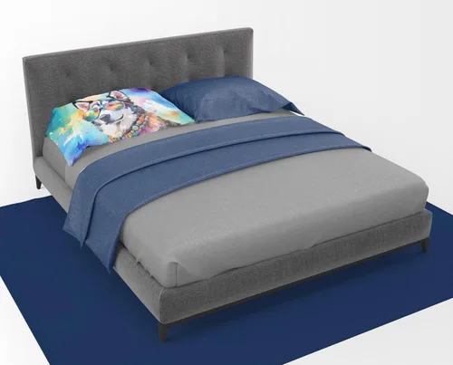 Vista 3 de Caroline's Treasures DAC2563PILLOWCASE SIBERIAN Husky Hippie Dawg Funda de almohada estándar, ligera, súper suave, fácil de cuidar, decorativa