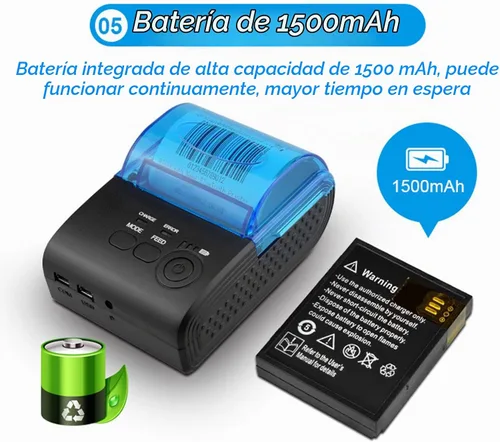 Vista 7 de Yoidesu Mini impresora de recibos, impresora térmica portátil Bluetooth portátil de 2.283 in, compatible con Android VISTA Linux, impresora
