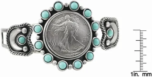 Vista 2 de American Coin Treasures Pulsera de plata Walking Liberty Half Dollar