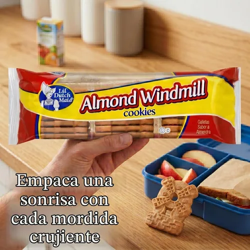 Vista 4 de Lil Dutch Maid Galletas de barra de almendras 9 onzas (paquete de 3) Galletas crujientes con sabor a pan de jengibre con forma de molino