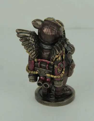 Vista 3 de Veronese Design Figura de resina Steampunk Aviator Flying Pig de 5 1/4 pulgadas, acabado de bronce