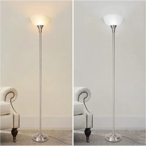 Vista 2 de HonoDing Lámpara de pie con pantalla de vidrio esmerilado en blanco mate - para decoración de habitación - Decoración para dormitorio - Lámpara