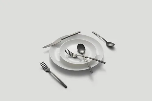 Vista 6 de Cambridge Beacon Black Satin - Juego de cubiertos de 20 piezas, acero inoxidable 18/0, apto para lavavajillas, utensilios de cocina, cuchillos