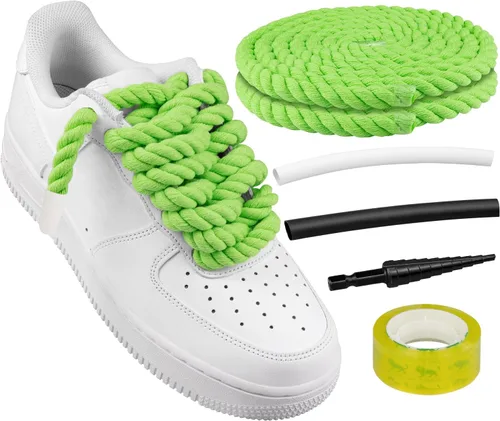 Vista 17 de Endoto Cordones de cuerda para Air Force 1, agujetas gruesas y voluminosas para zapatos deportivos AF Azul bebé
